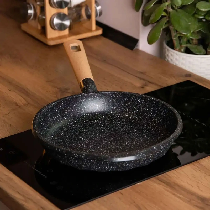 Алюмінієва сковорода 2,8 л з мармуровим покриттям антипригарним Ø 28 см товсте дно MGC чорний HP-4-420B