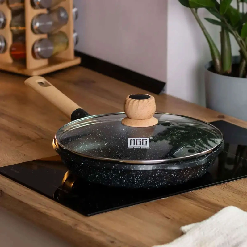 Алюмінієва сковорода 2,8 л мармурова з антипригарним покриттям Ø 28 см чорна MGC HP-4-425B