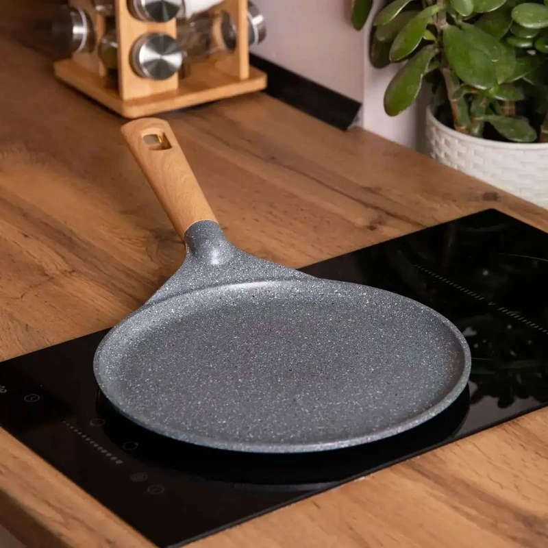 Алюмінієва млинцева сковорода з мармуровим антипригарним покриттям Ø 28 см, товсте дно MGC сірий HP-4-430G