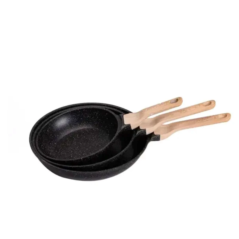 Набір з 3 алюмінієвих сковорідок з товстим дном MGC Чорний HP-4-410B