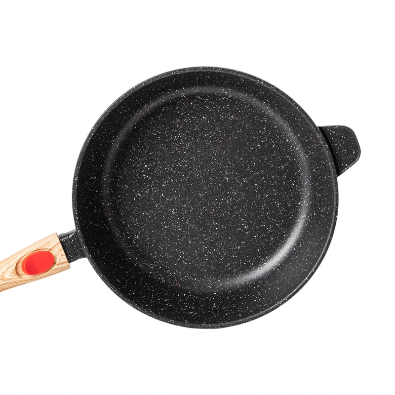 Алюмінієва глибока сковорода (3,5 л) зі скляною кришкою Ø28 см чорна MGC HP-4-465B