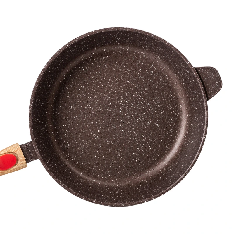 Сковорода алюмінієва 3.5 літра глибока зі скляною кришкою Ø 28 см кавова MGC HP-4-465CO