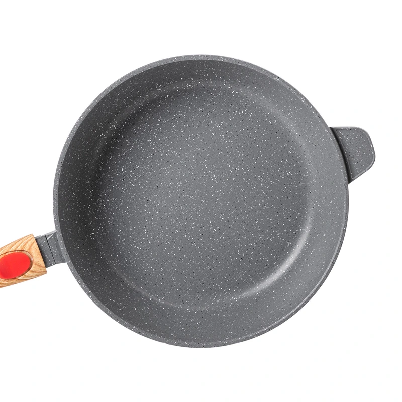 Алюмінієва глибока сковорода (3,5 л) зі скляною кришкою Ø28 см сіра MGC HP-4-465G