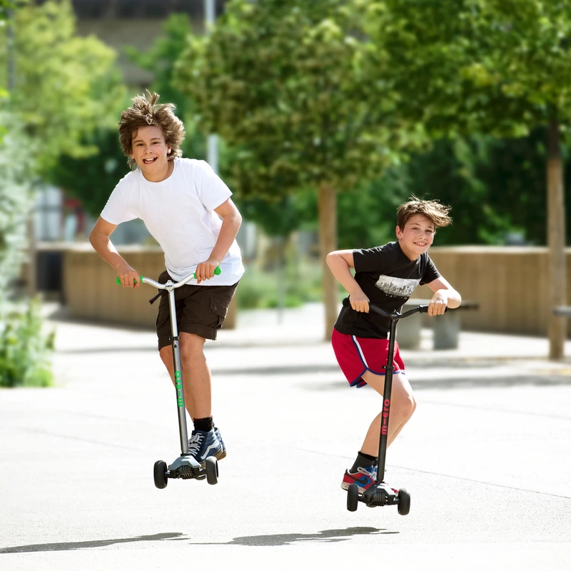 Самокат MICRO серії "Maxi PRO Deluxe" - СІРО-ЗЕЛЕНИЙ (до 50 kg, триколісний)