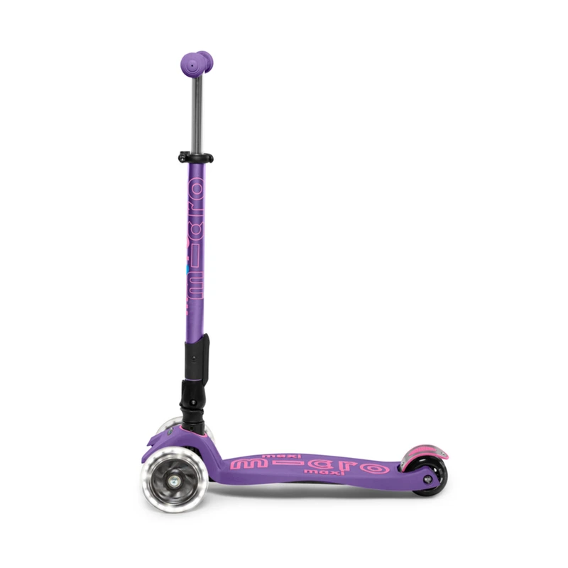 Самокат MICRO серії "Maxi Deluxe Foldable LED" – ФІОЛЕТОВИЙ (складаний, до 50 kg, триколісний, світло)