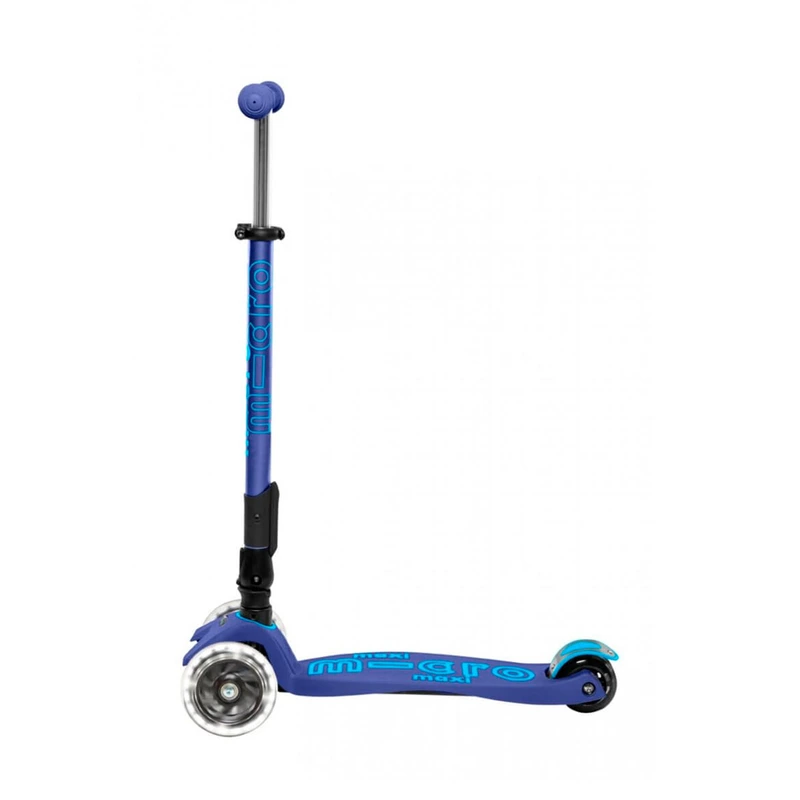 Самокат MICRO серії  "Maxi Deluxe Foldable LED" – ТЕМНО-СИНІЙ (складаний, до 50 kg, триколісний, світло)