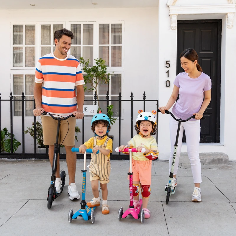 Самокат MICRO серії "Mini Deluxe Foldable LED" – БЛАКИТНИЙ ОКЕАН (складаний, до 50 кг (kg), триколісний, світло)