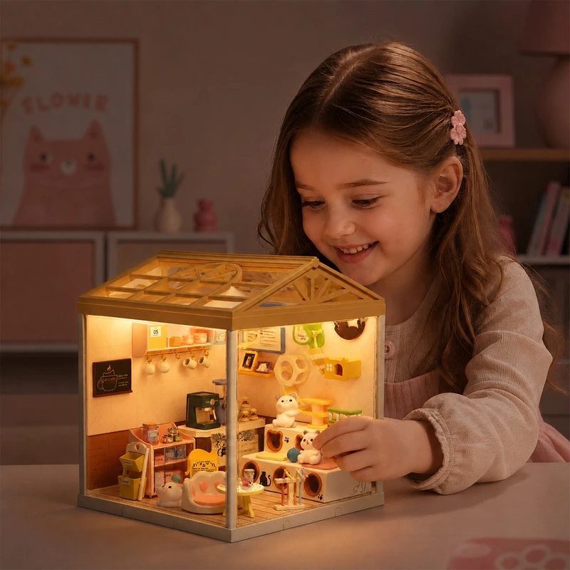 Конструктор-румбокс MINI HOUSE серії "Інтер'єр" – КОТОКАФЕ (світло)
