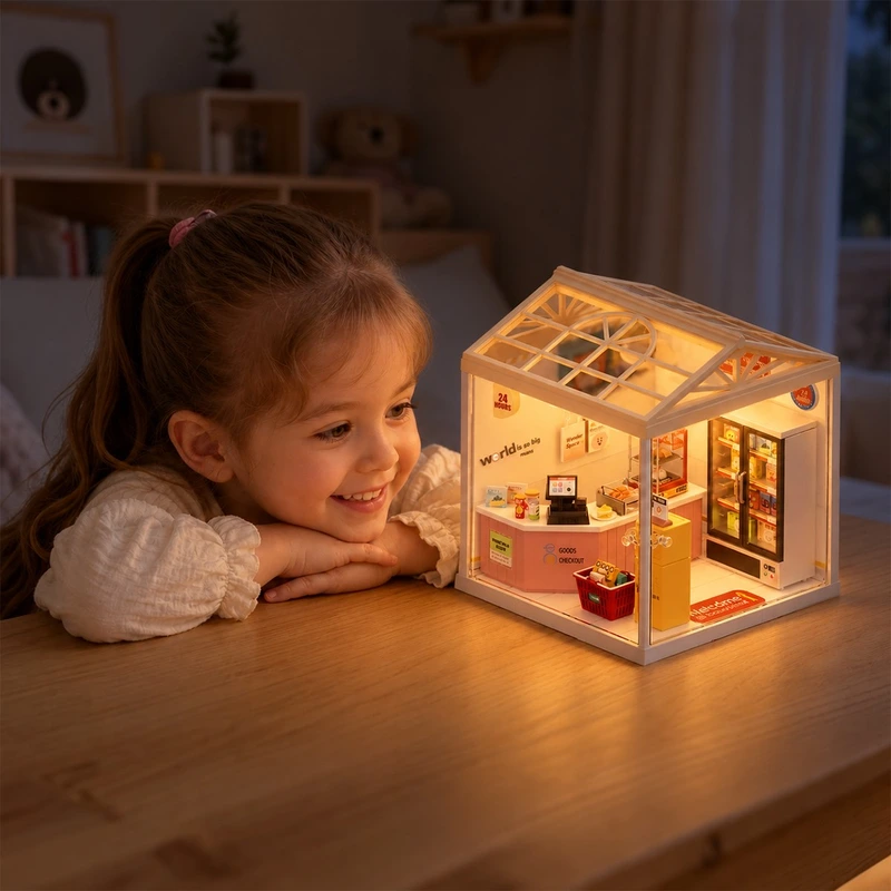 Конструктор-румбокс MINI HOUSE серії "Інтер'єр" – ЦІЛОДОБОВИЙ МІНІМАРКЕТ (світло) — фото 6
