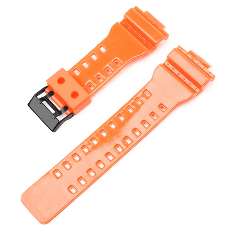 Ремінець для Casio G-Shock GA-100/110/120 Orange-Glossy BK