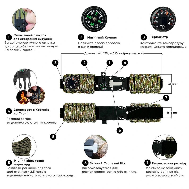 Ремінець паракордовий багатофункціональний Desert Camo