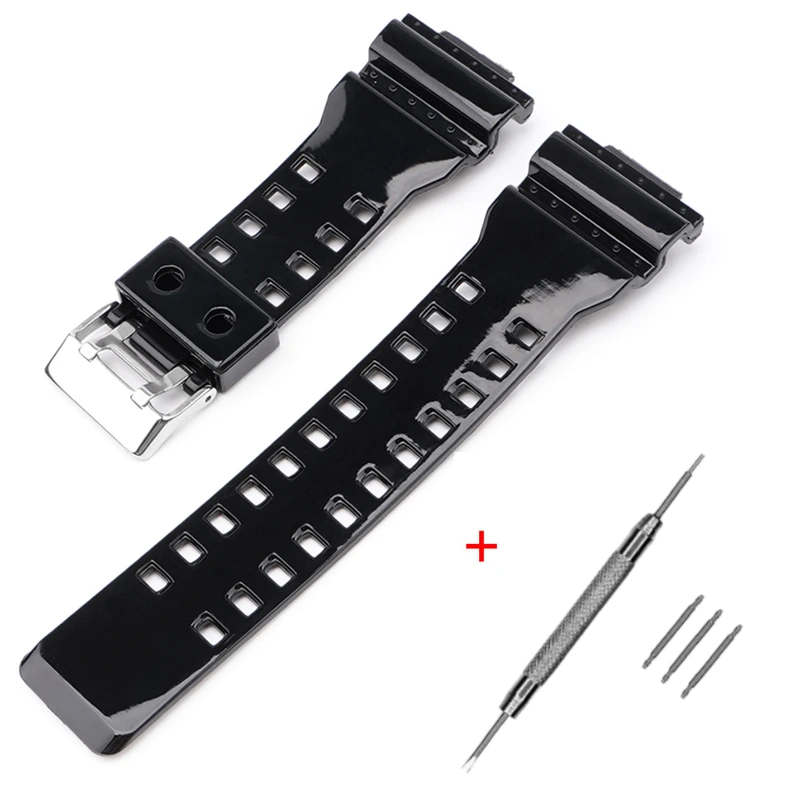 Ремінець для Casio G-Shock GA-100/110 Black-Glossy SI