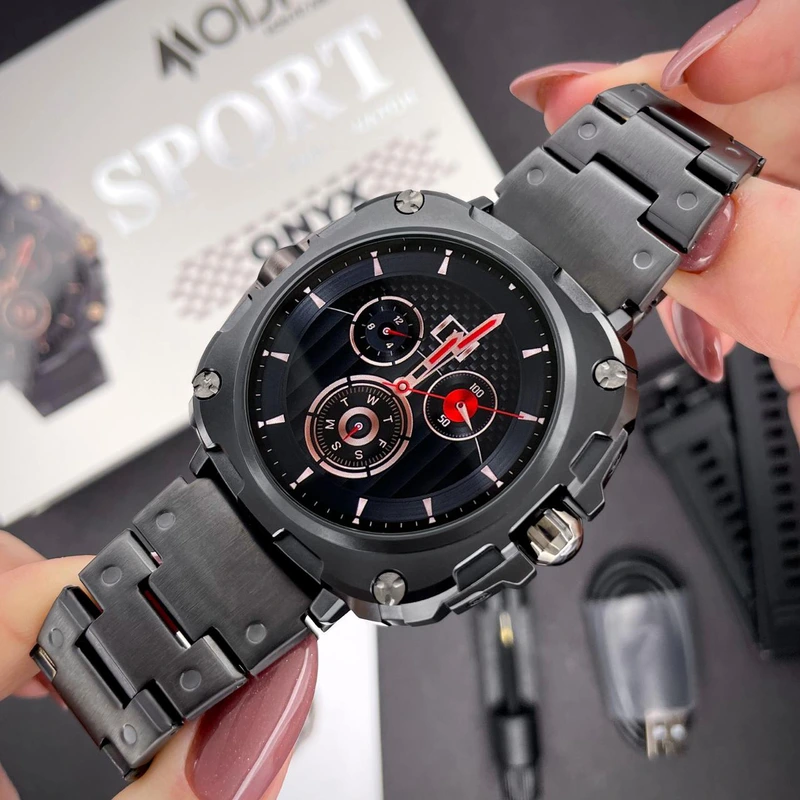 Розумний годинник Modfit Onyx Black Steel + ремінець в подарунок STOPPED