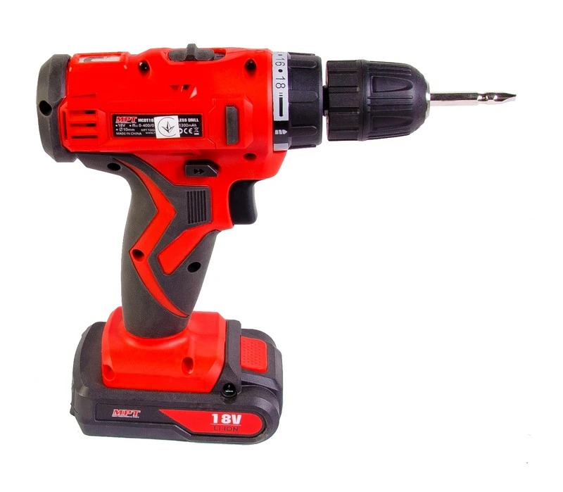Дриль-шурупокрут MPT акумуляторний 18V Li-ion 1.3 А·год 2 швидкості 0-400/1450 об/хв 10 мм 2 АКБ кейс MCDT1823.A2