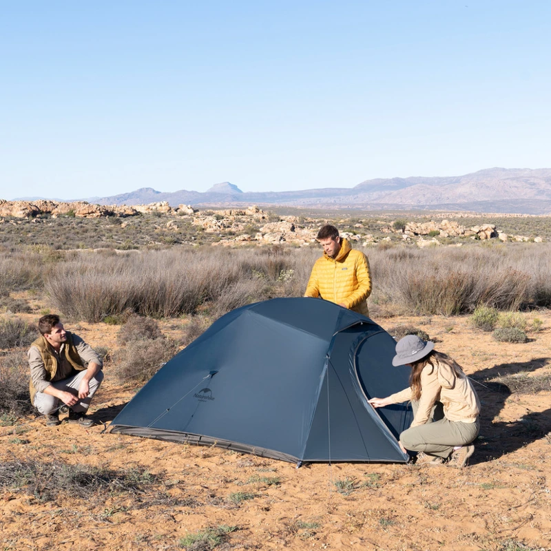 Намет надлегкий тримісний з футпринтом Naturehike Cloud Up 3 UL NH18T030-T-T, 20D, темно-синій