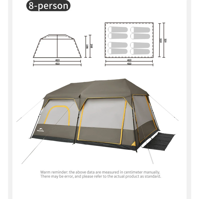 Намет восьмимісний Naturehike Cape 13.1 CNK2450WS050 з швидким розкриттям, сіро-коричневий