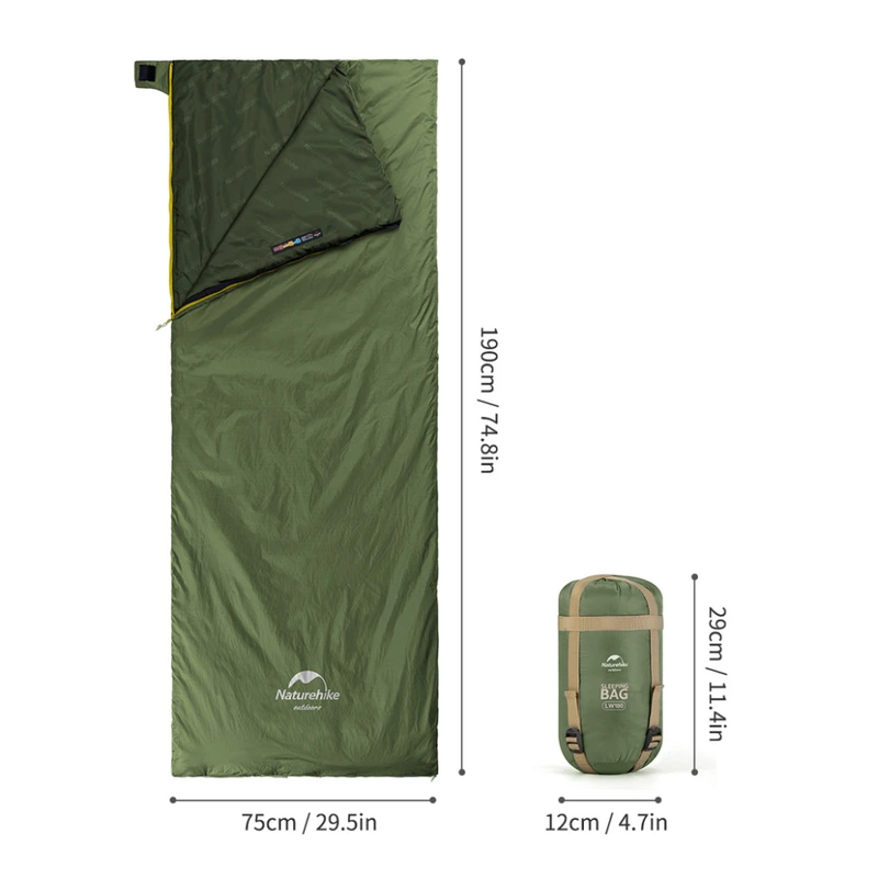 Спальний мішок Naturehike LW180 Mini NH21MSD04, лівий, темно-зелений
