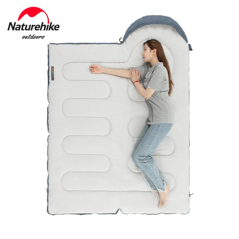 Спальник з капюшоном та закругленим дном Naturehike Y150 NH21MSD08 правий, темно-блакитний