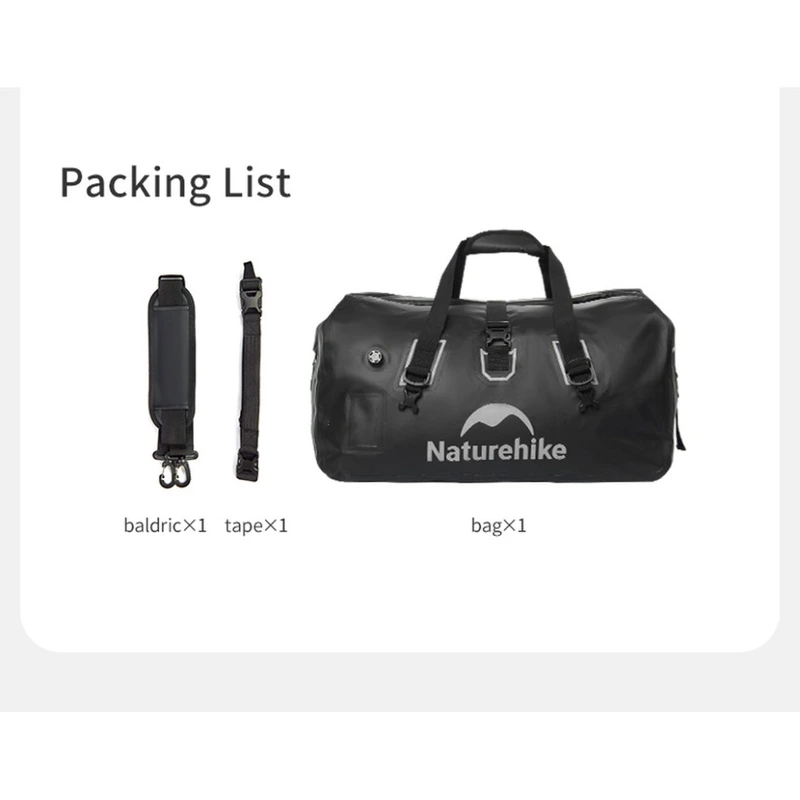 Водонепроникна дорожня сумка Naturehike CNK2450XB015, 60 л, чорна