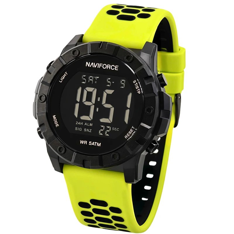 Чоловічий спортивний водостійкий тактичний годинник Naviforce Professional Brutal Green