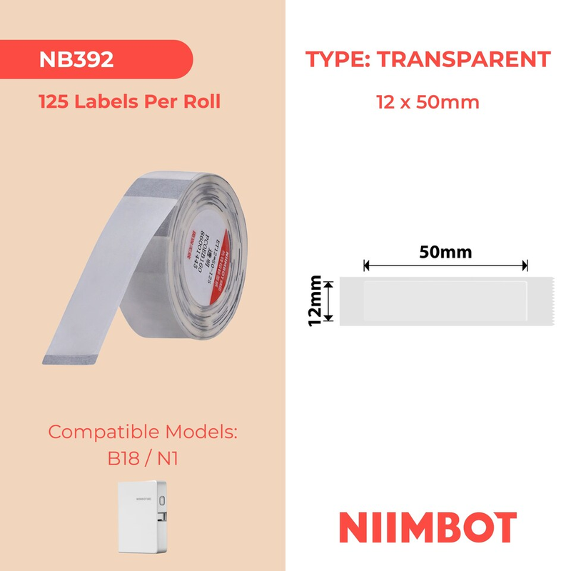 Етикетки NIIMBOT TT12*50-125 (Transparent)