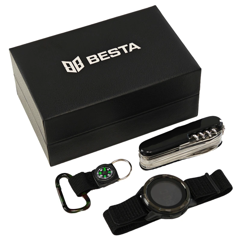 Чоловічий спортивний водостійкий тактичний годинник North Edge Terrax Set набір з компасом