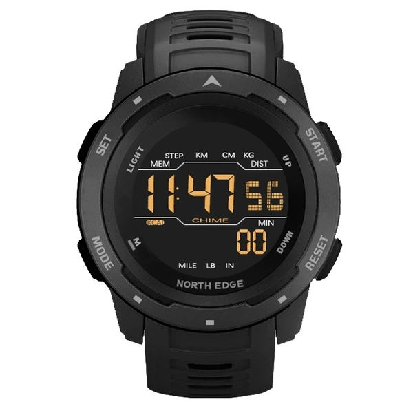 Чоловічий водостійкий спортивний тактичний годинник North Edge MARS Pro Black 5BAR