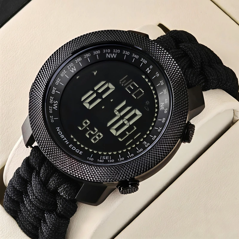 Чоловічий спортивний водостійкий тактичний з компасом годинник North Edge Apache Paracord Edition, 2 ремінці