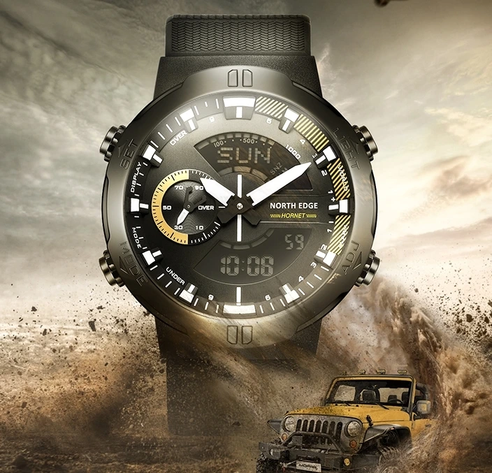Чоловічий спортивний водостійкий тактичний годинник North Edge Hornet