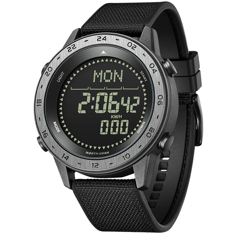 Чоловічий водостійкий спортивний тактичний з компасом годинник North Edge Tank3 5BAR з компасом