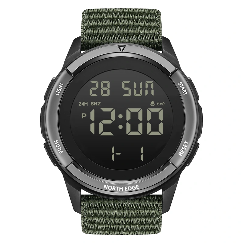 Чоловічий водостійкий спортивний тактичний годинник North Edge Terrax Green, 2 ремінці