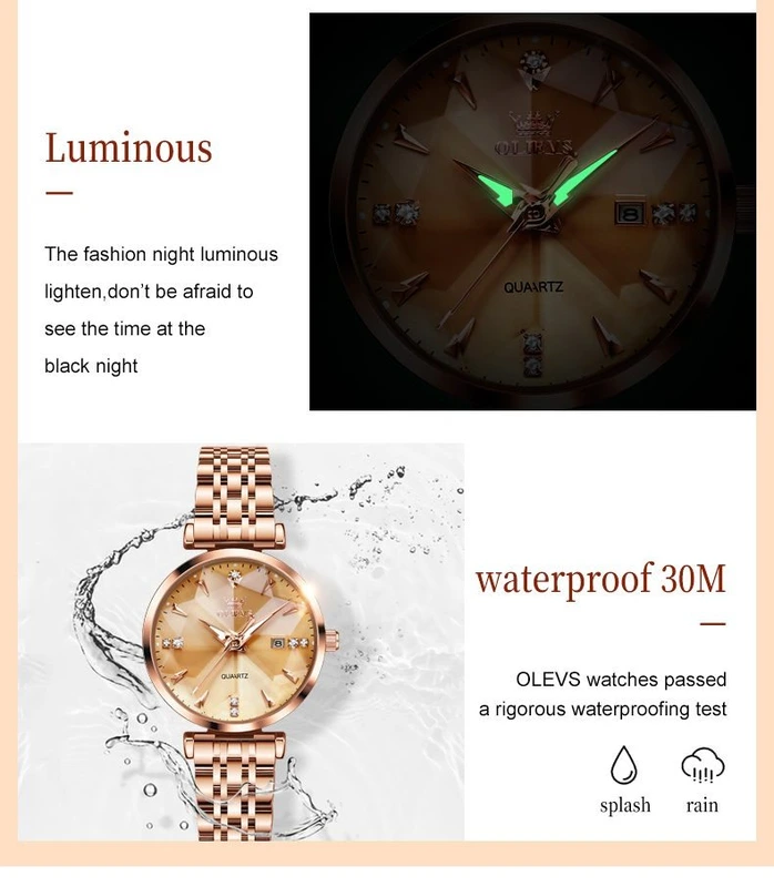 Годинник наручний Olevs 5536 Rose Gold