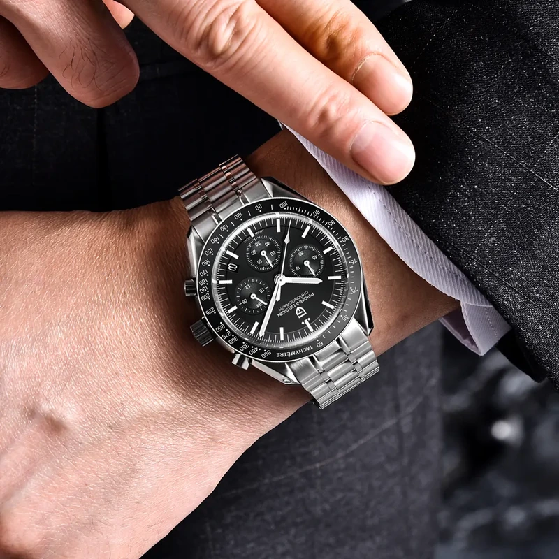 Чоловічий годинник Pagani Design PD-1701 Silver-Black з сапфіровим склом та механізмом Seiko VK63 — фото 4