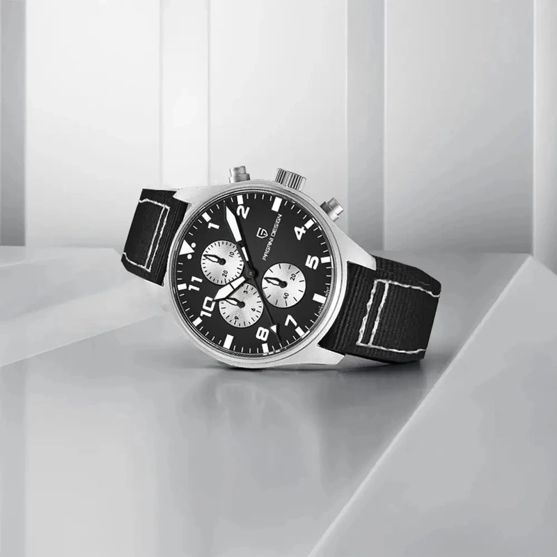 Чоловічий годинник Pagani Design PD-1703 Silver-Black з сапфіровим склом та хронографом SEIKO VK67 — фото 3