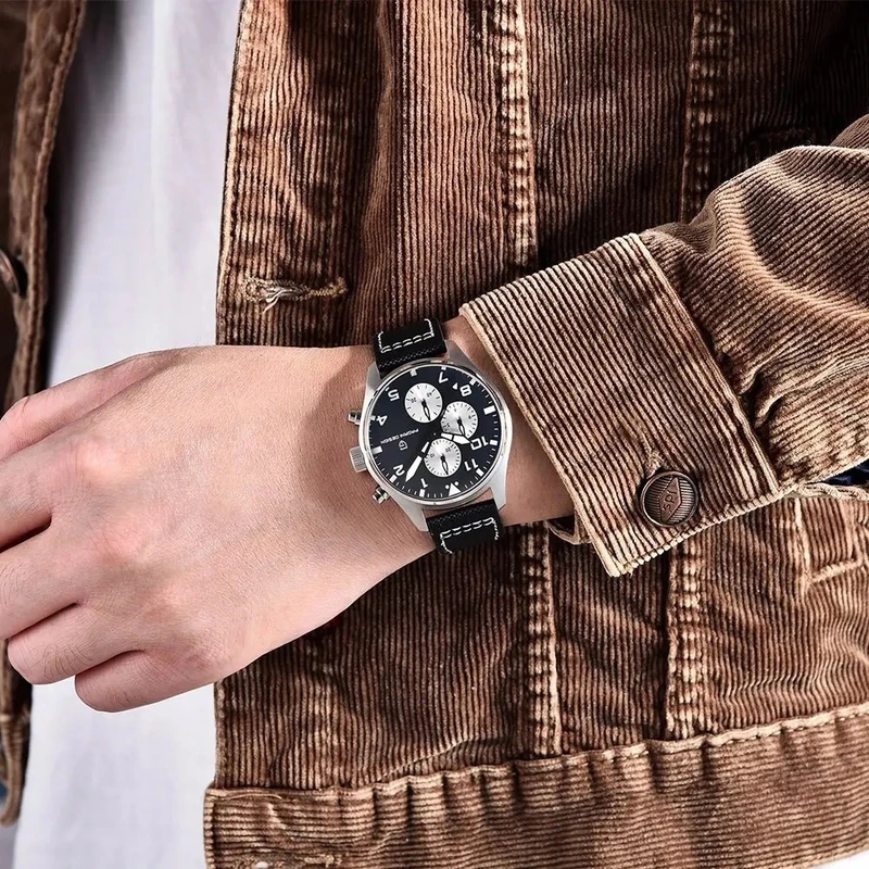 Чоловічий годинник Pagani Design PD-1703 Silver-Black з сапфіровим склом та хронографом SEIKO VK67 — фото 4
