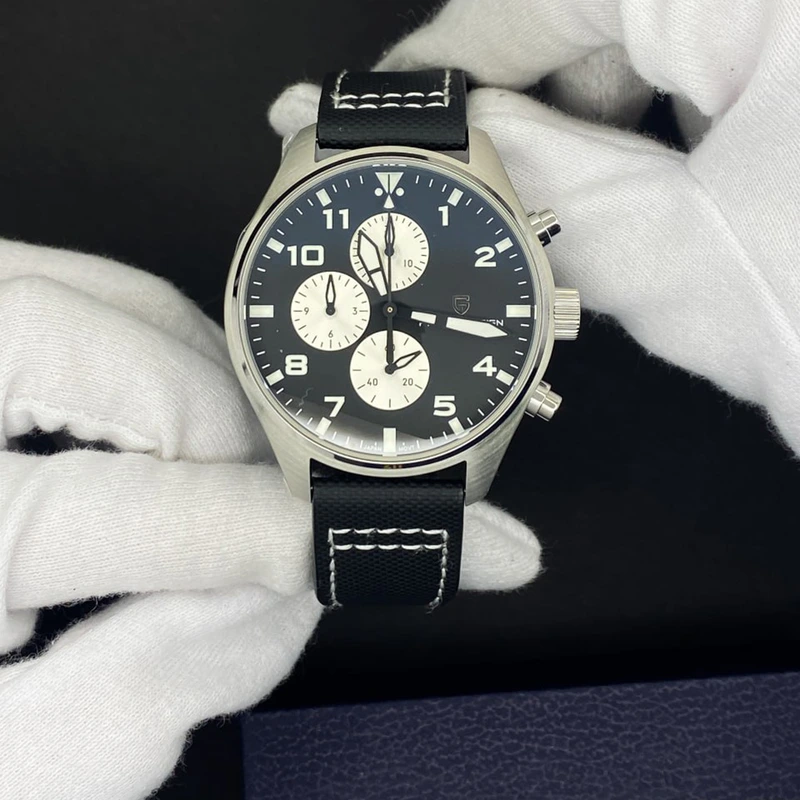 Чоловічий годинник Pagani Design PD-1703 Silver-Black з сапфіровим склом та хронографом SEIKO VK67 — фото 6