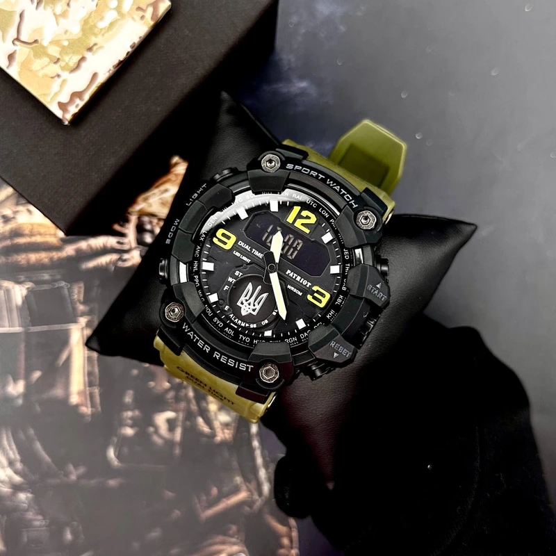 Patriot 004AGUASI Тризуб срібло Зелені + Коробка.