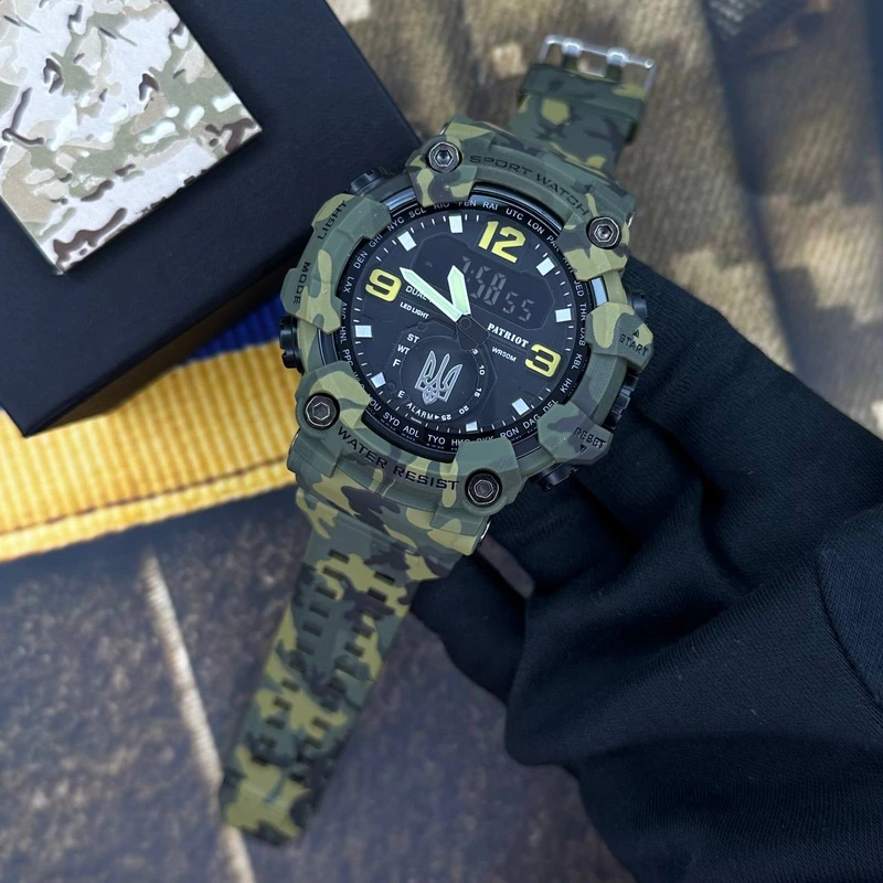 Patriot 004CMGRUASI Тризуб срібло Зелений камуфляж + Коробка.