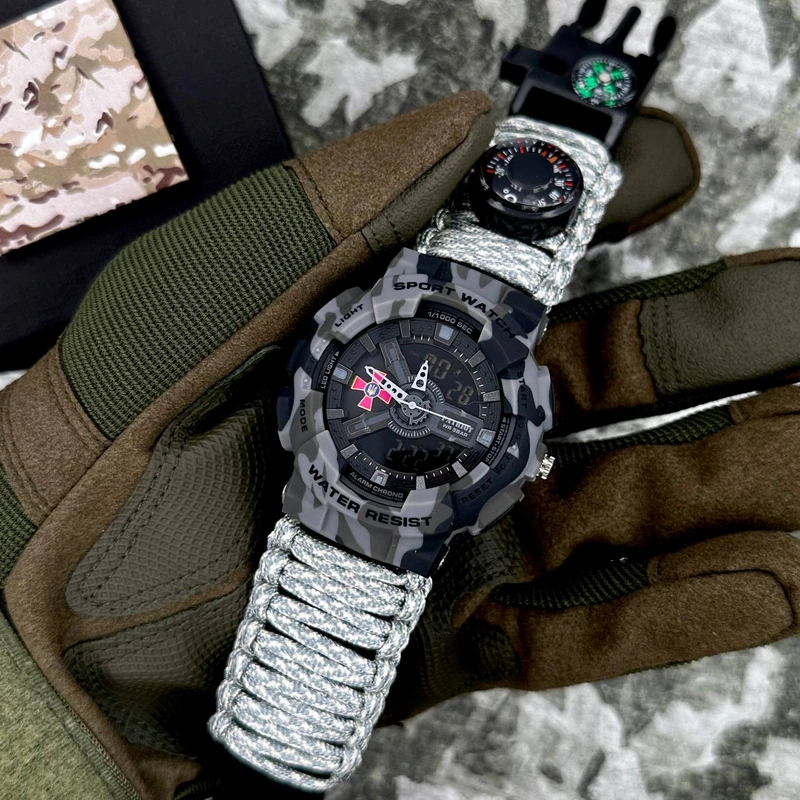 Patriot 005CMGYSU ЗСУ Сірий камуфляж Паракордовий ремінець ACU + Коробка.