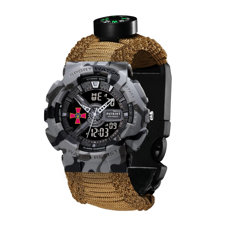 Patriot 005CMGYSU ЗСУ Сірий камуфляж Паракордовий ремінець Khaki + Коробка.