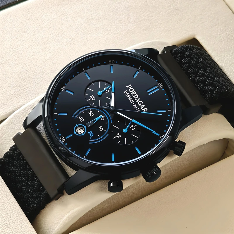 Чоловічий годинник Poedagar Misto Gravy Black, 2 ремінці