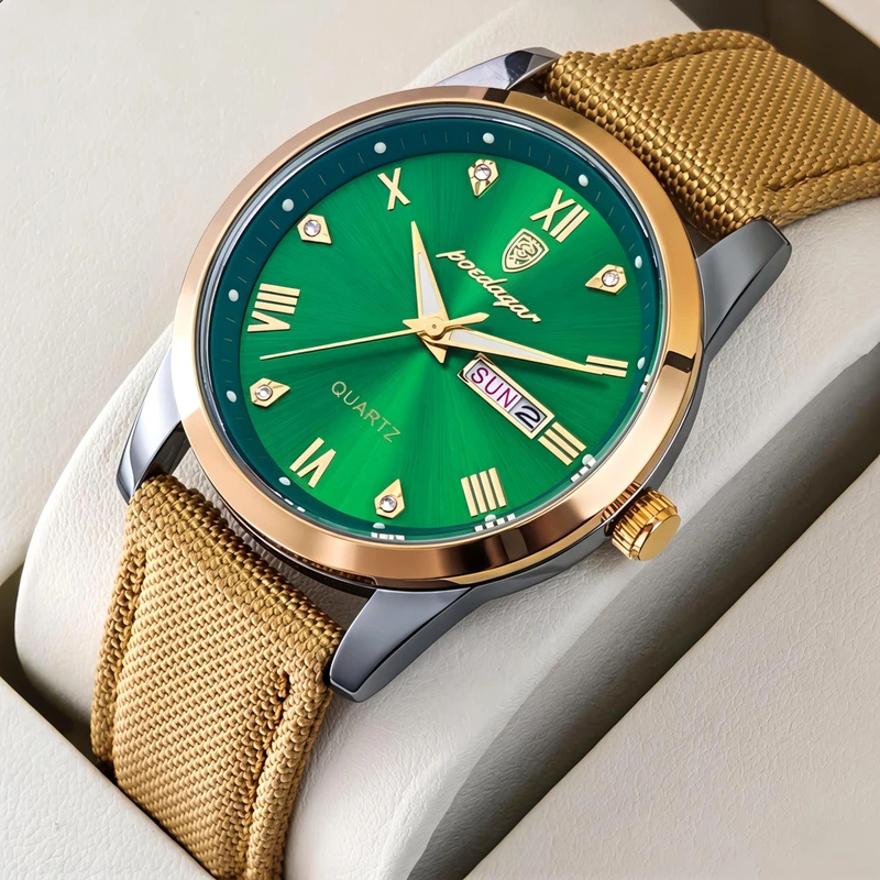 Чоловічий годинник Poedagar Omega Sahara Gold, 2 ремінці