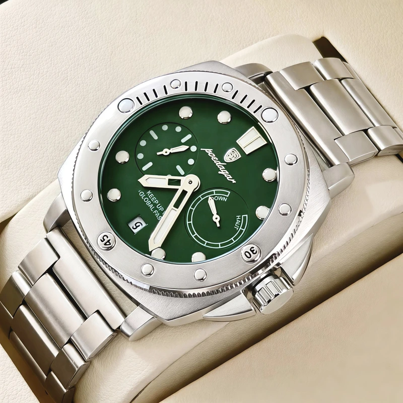 Чоловічий годинник Poedagar Select Silver Metal, 2 ремінці