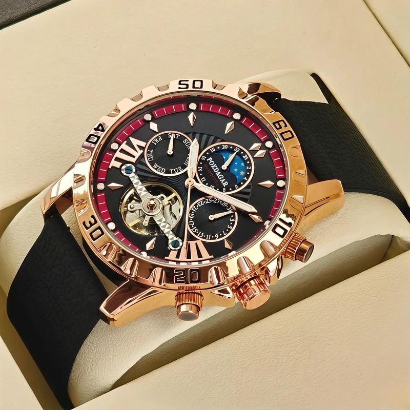 Чоловічий механічний годинник Poedagar Mechanical Prestige, 2 ремінці