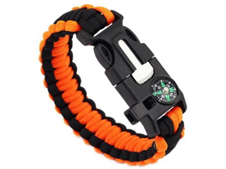 Браслет для виживання LT з паракорду 5-в-1 з компасом для кемпінгу, жовтогарячий
