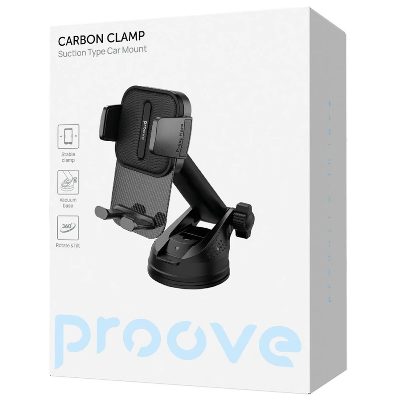 Автомобільний тримач Proove Carbon Clamp Suction Type Car Mount black