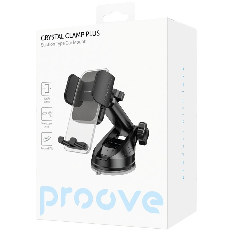Автомобільний тримач Proove Crystal Clamp Plus Suction Type Car Mount black