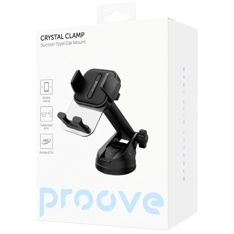 Автомобільний тримач Proove Crystal Clamp Suction Type Car Mount black