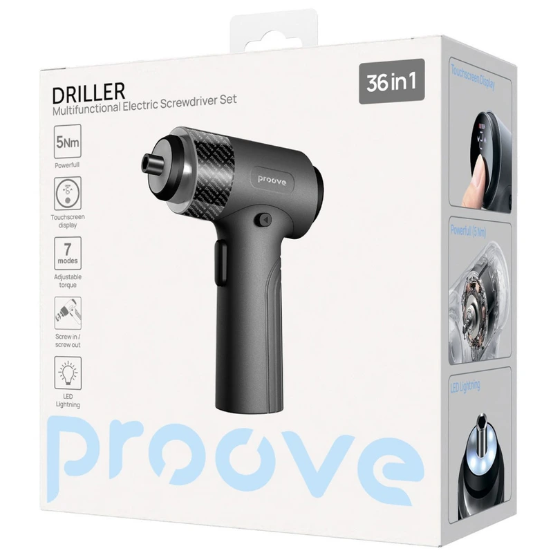 Багатофункціональний набір електричних викруток Proove Driller 36in1 gray