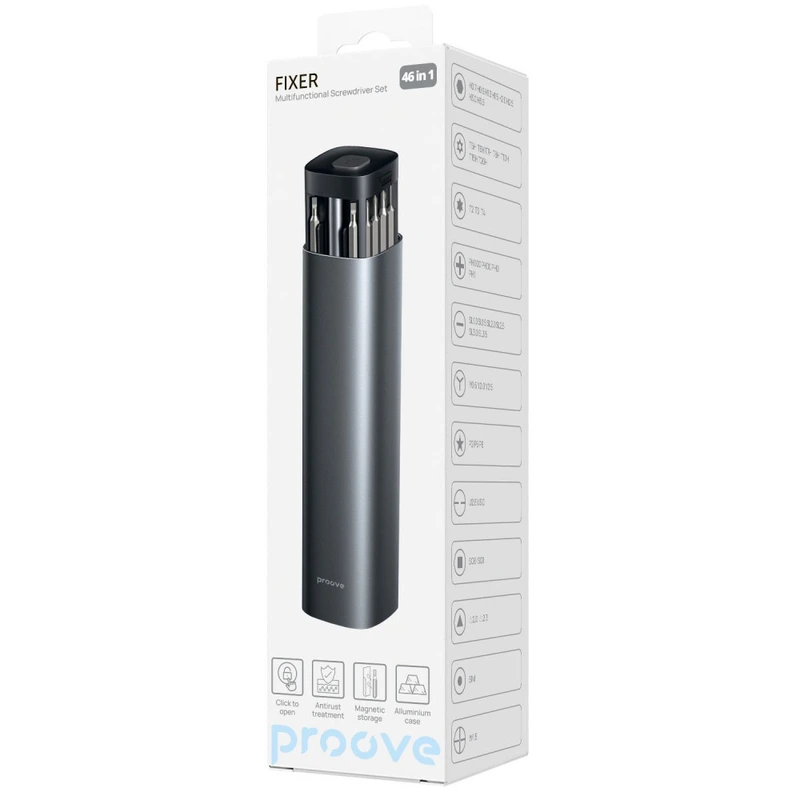 Багатофункціональний набір викруток Proove Fixer 46in1 gray